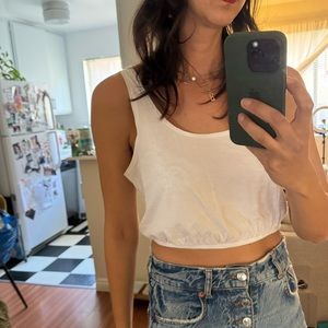 Alo cropped cotton tank top - white